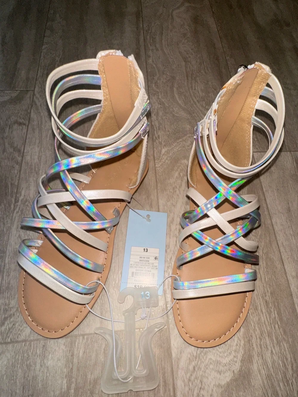 Silver Holographic Strappy Sandals New